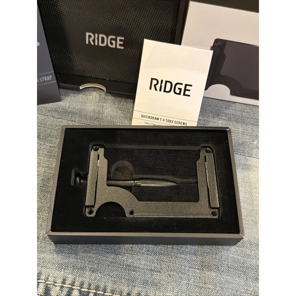 Ridge Wallet Accessories Lot Midnight Black Leather Cash Strap & QuickDraw NEW